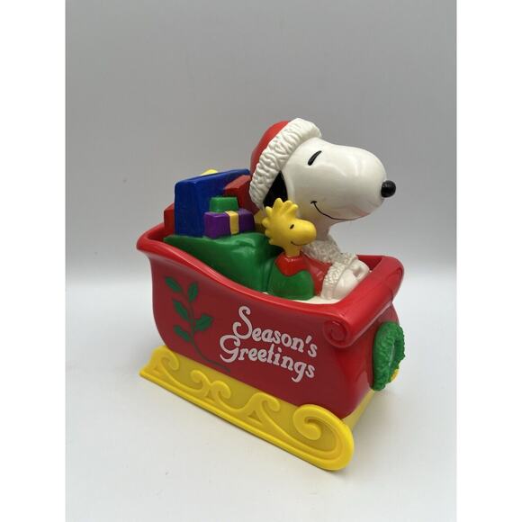 Vintage Whitman’s Candies Christmas Peanuts Snoopy Santa Sled Coin Bank - Picture 2 of 8